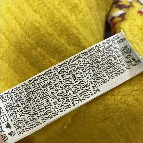 Forever 21 Bright Yellow Fair Isle‎ Pullover Knit Sweater Woman’s Size S relaxed - Picture 14 of 15